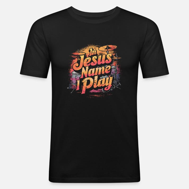 Dynamik im Lobpreis - Männer Slim Fit T-Shirt - Schwarz