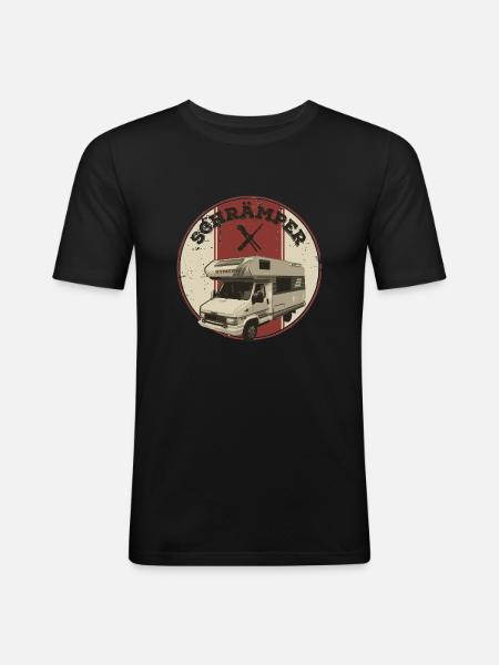 Schrämper rund rot blank - Männer Slim Fit T-Shirt - Schwarz