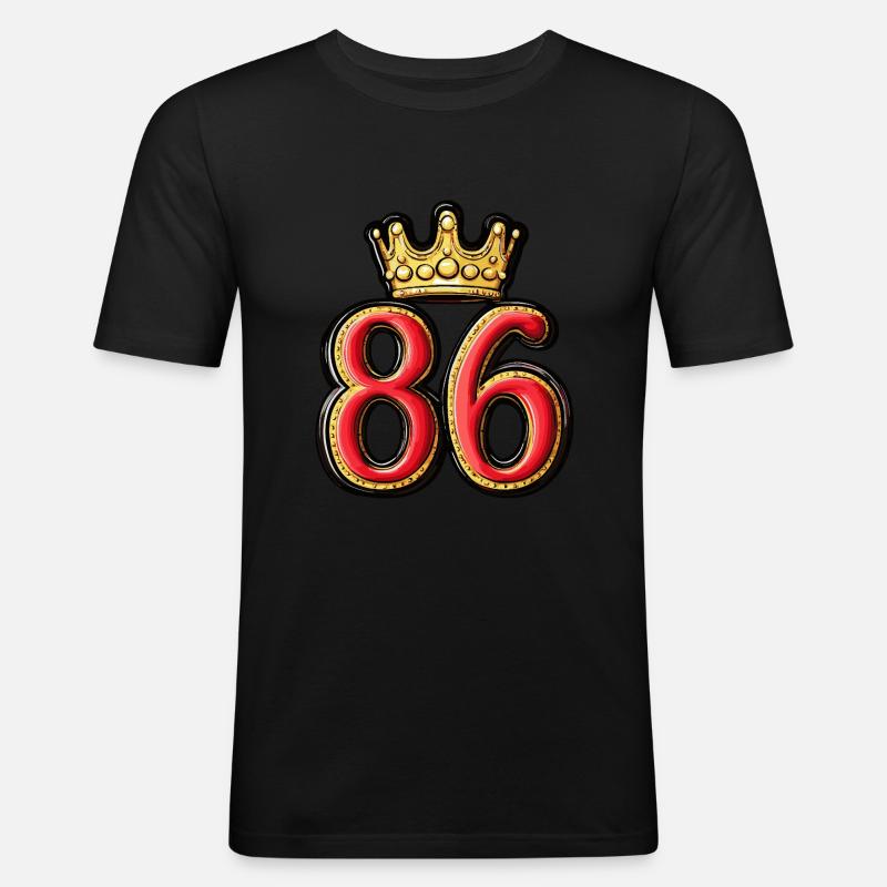 86 Zahl Krone - Männer Slim Fit T-Shirt - Schwarz