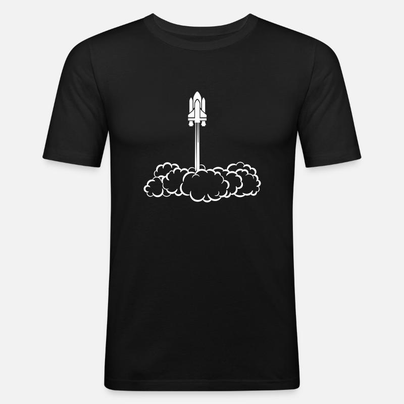 Space Shuttle Start - Männer Slim Fit T-Shirt - Schwarz