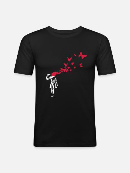 Butterfly Suicide - Männer Slim Fit T-Shirt - Schwarz