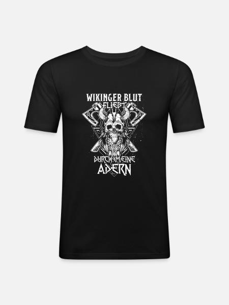 Wikinger Wikinger Odin Geschenk - Männer Slim Fit T-Shirt - Schwarz