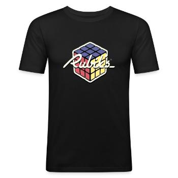 Rubik's Cube Rétro Design - T-shirt près du corps Homme - noir - Devant - Nik (191cm)
