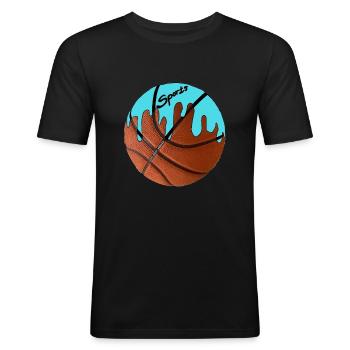 Sports - Männer Slim Fit T-Shirt - Schwarz - Vorne - Nik (191cm)