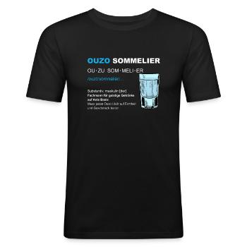 Ouzo Sommelier Saufen JGA Männertag Party - Männer Slim Fit T-Shirt - Schwarz - Vorne - Nik (191cm)