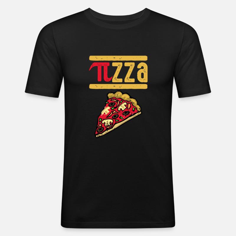 Pizza im Pi Design 3.14159265359 - Männer Slim Fit T-Shirt - Schwarz