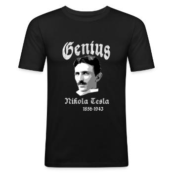 Nikola Tesla - Men's Slim Fit T-Shirt - black - Front - Nik (191cm)