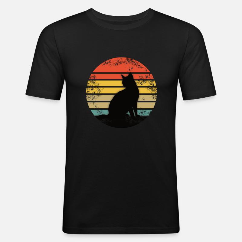 Cat Black Cat Retro - Men's Slim Fit T-Shirt - black