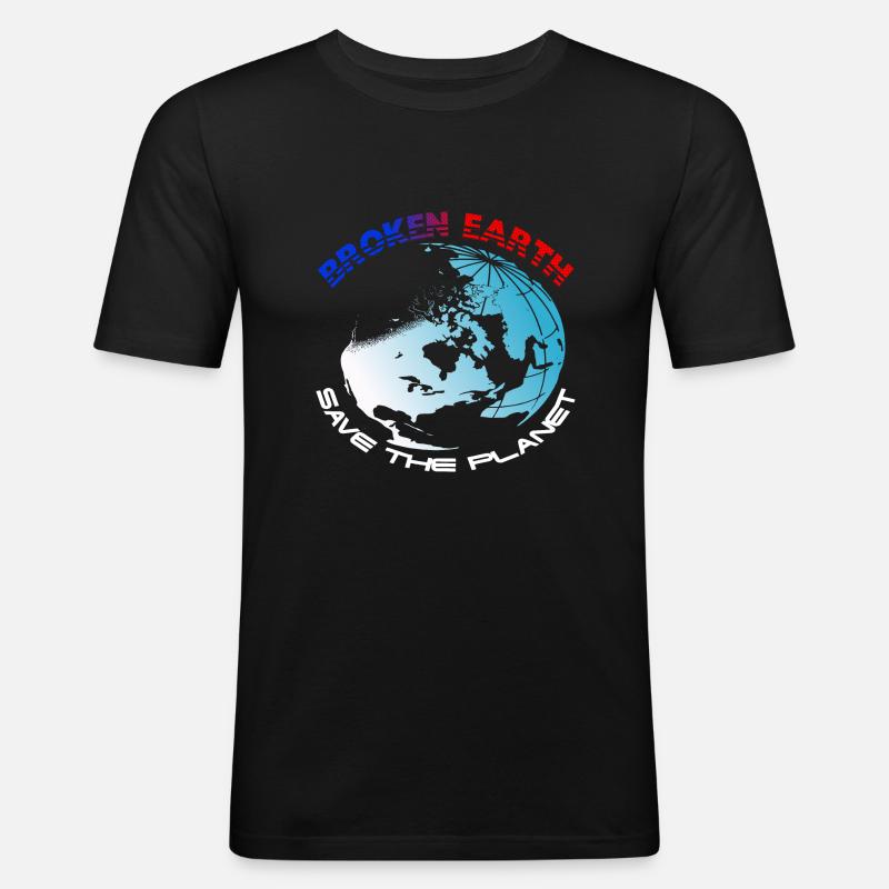 Planet Erde Design - Männer Slim Fit T-Shirt - Schwarz