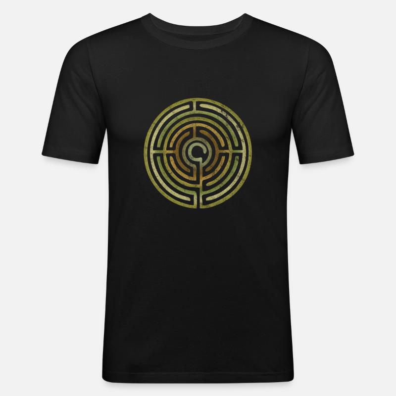 Labyrinth Symbol - Männer Slim Fit T-Shirt - Schwarz