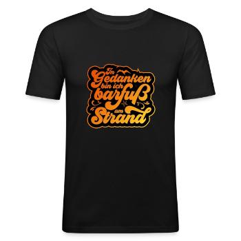 PLATTDEUTSCHER SPRUCH - Männer Slim Fit T-Shirt - Schwarz - Vorne - Nik (191cm)