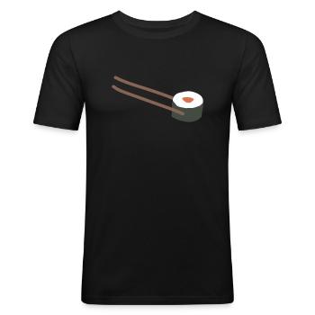 Sushi Stäbchen - Männer Slim Fit T-Shirt - Schwarz - Vorne - Nik (191cm)
