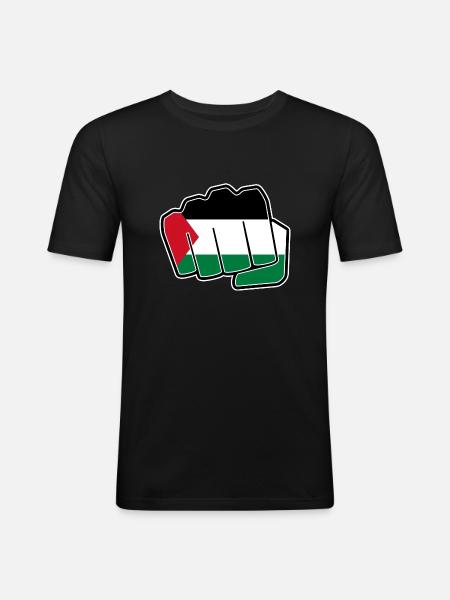 Palestine drapeau drapeau poing - T-shirt près du corps Homme - noir