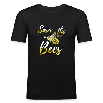 Sauvez les abeilles - T-shirt près du corps Homme - noir - Devant - Nik (191cm)