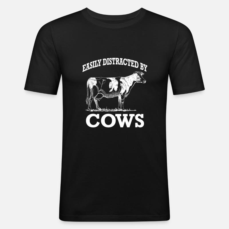 Easily Distracted By Cows - Men's Slim Fit T-Shirt - black