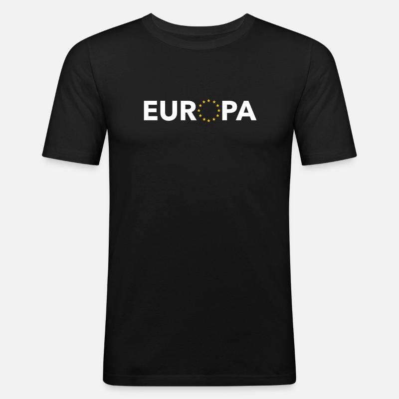 Europa mit Sternen - Männer Slim Fit T-Shirt - Schwarz