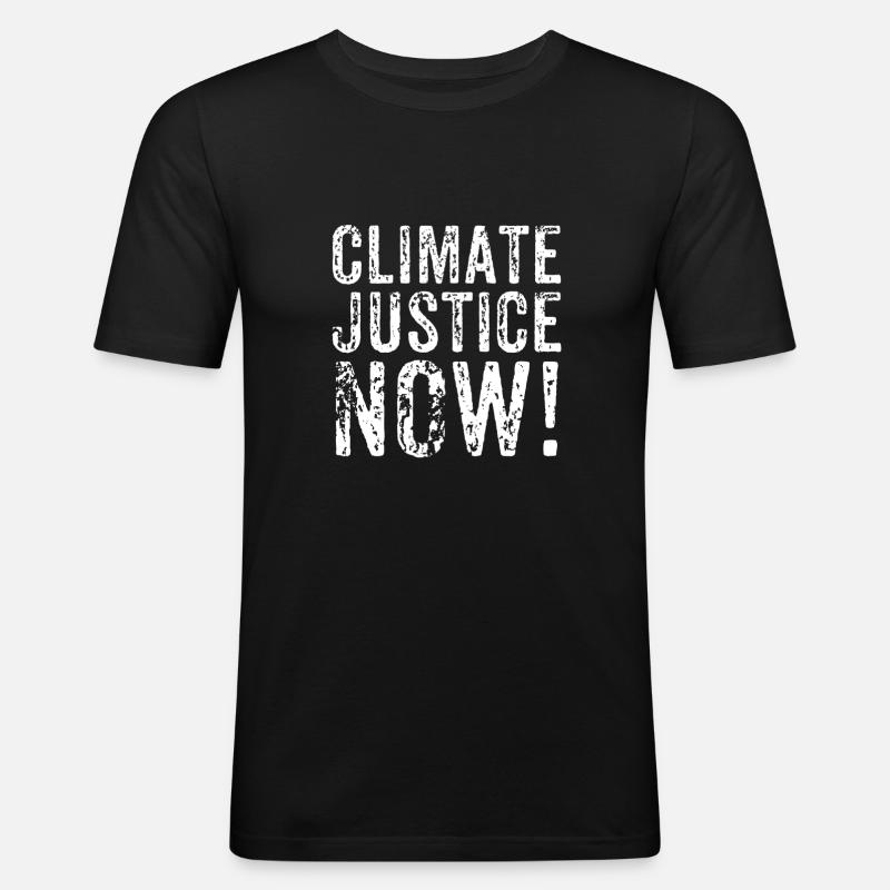Climate Justice Now - Männer Slim Fit T-Shirt - Schwarz