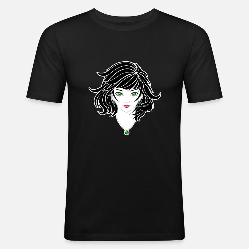 Gothic Anime Mädchen - Männer Slim Fit T-Shirt - Schwarz