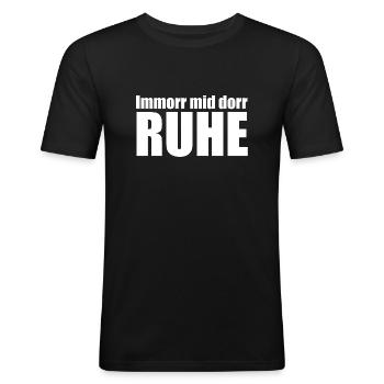 Sächsisch - Dialekt - Spruch - Männer Slim Fit T-Shirt - Schwarz - Vorne - Nik (191cm)