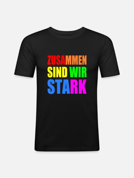 zusammen sind wir stark - Männer Slim Fit T-Shirt - Schwarz