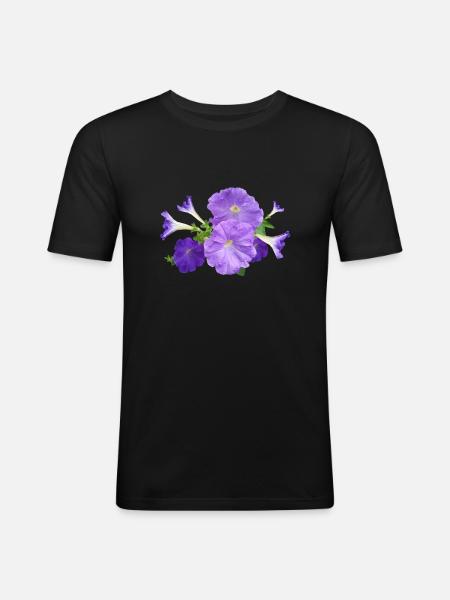 petunia petunia kwiaty kwiaty ogrodowe - Obcisła koszulka męska - czarny