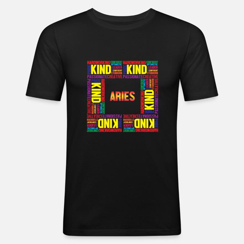 Sternzeichen Widder - Männer Slim Fit T-Shirt - Schwarz