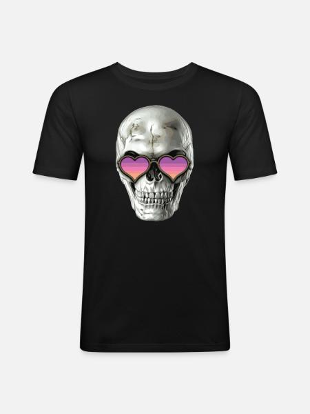 Love skull - Männer Slim Fit T-Shirt - Schwarz