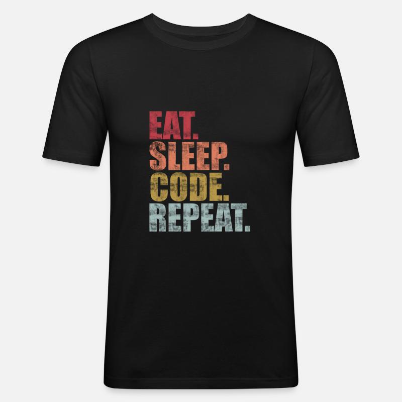 Eat sleep code repeat - Men's Slim Fit T-Shirt - black