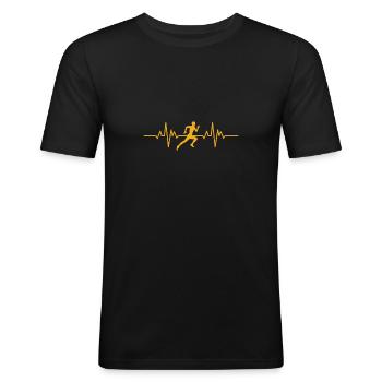 Laufen Joggen Herzschlag - Männer Slim Fit T-Shirt - Schwarz - Vorne - Nik (191cm)