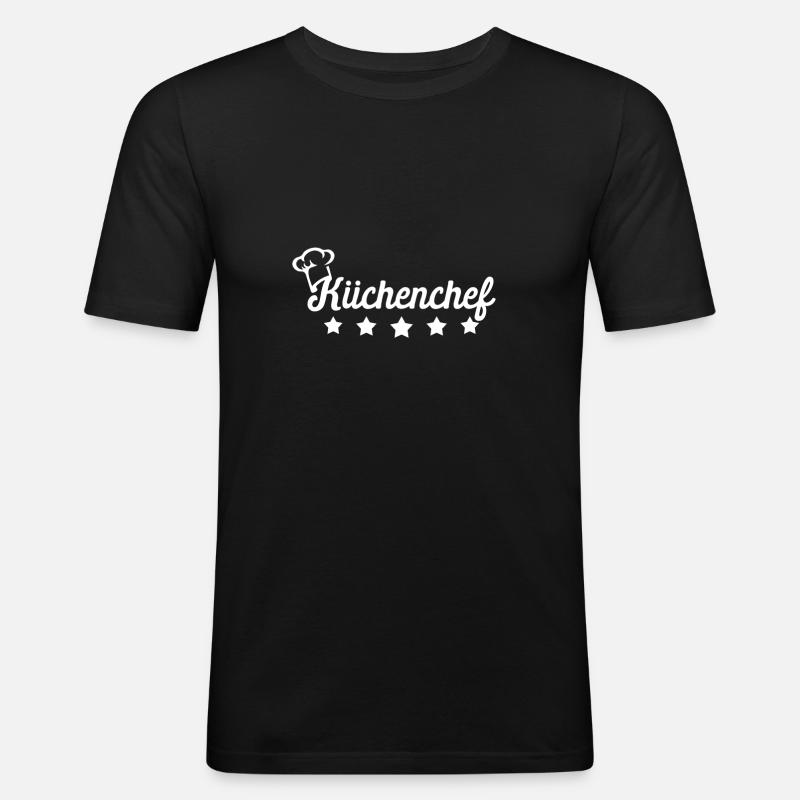 Küchenchef Koch Hobbykoch Geschenk - Männer Slim Fit T-Shirt - Schwarz