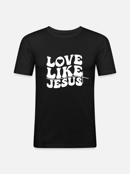 Aimer comme Jésus - T-shirt près du corps Homme - noir