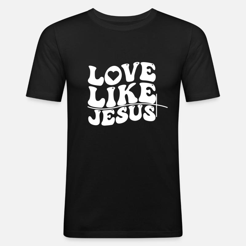 Aimer comme Jésus - T-shirt près du corps Homme - noir
