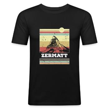 Cervin de Zermatt - T-shirt près du corps Homme - noir - Devant - Nik (191cm)