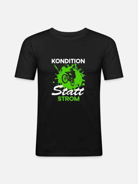 Fahrrad Kondition statt Strom - Männer Slim Fit T-Shirt - Schwarz