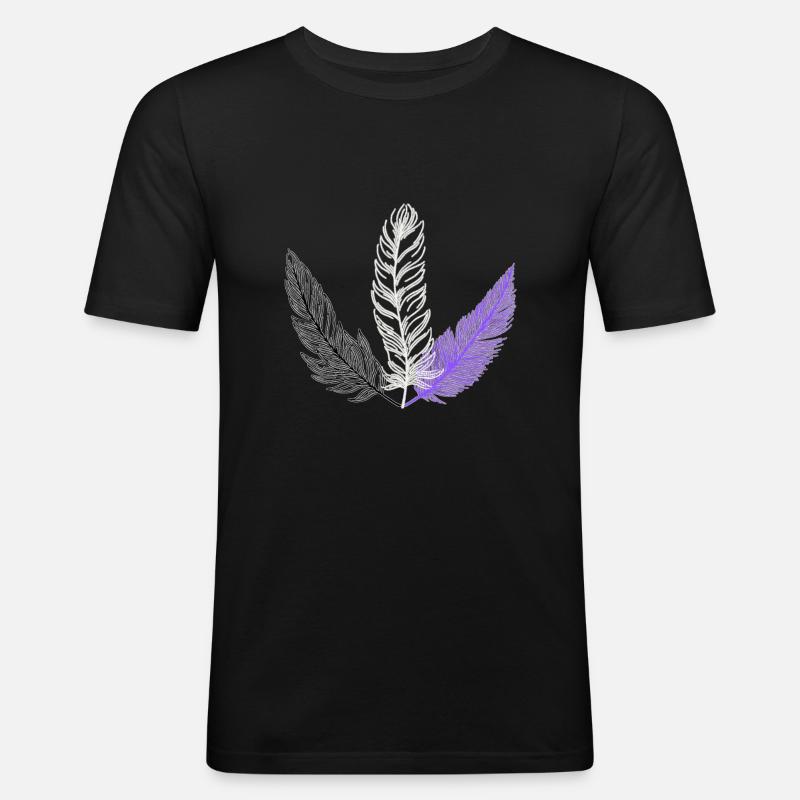 Feder asexuell - Männer Slim Fit T-Shirt - Schwarz