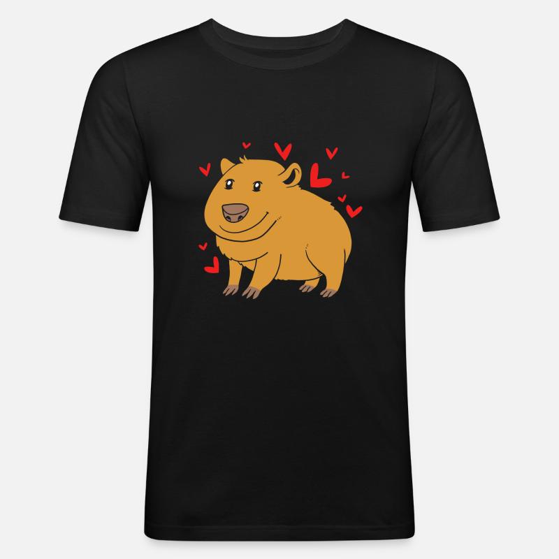 Capybara - Männer Slim Fit T-Shirt - Schwarz