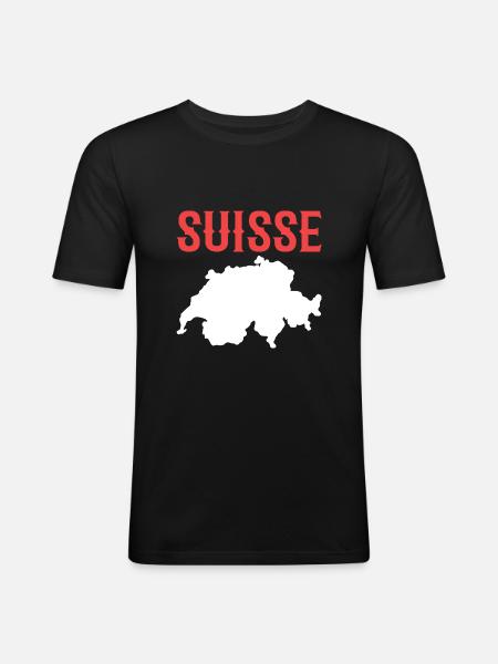 Schweiz Schweizer Schweizerdeutsch - Männer Slim Fit T-Shirt - Schwarz