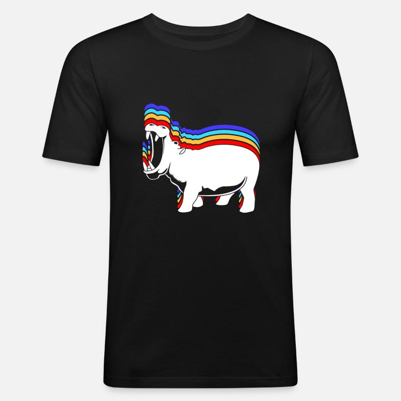 Nilpferd - Männer Slim Fit T-Shirt - Schwarz