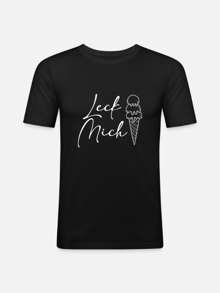 Leck mich Eis - Männer Slim Fit T-Shirt - Schwarz