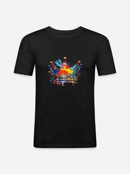 BUNTE KRONE FASSERFARBEN - Männer Slim Fit T-Shirt - Schwarz