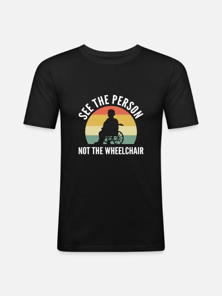 Fauteuil roulant - T-shirt près du corps Homme - noir