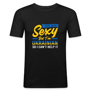 Ukraine - Männer Slim Fit T-Shirt - Schwarz - Vorne - Nik (191cm)