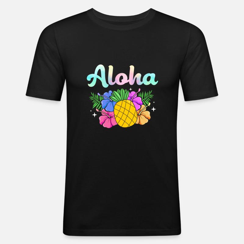 Maui Hawaii Hawaiian - Männer Slim Fit T-Shirt - Schwarz
