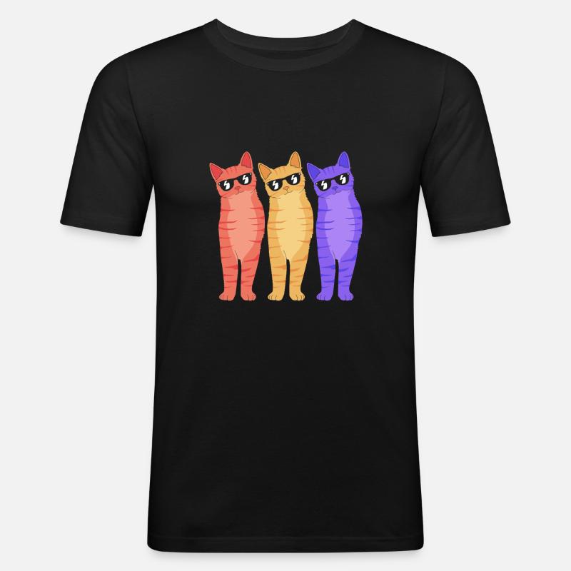 Tabby Katze - Männer Slim Fit T-Shirt - Schwarz