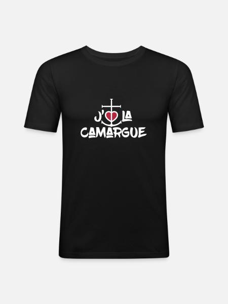 j'aime la Camargue - T-shirt près du corps Homme - noir