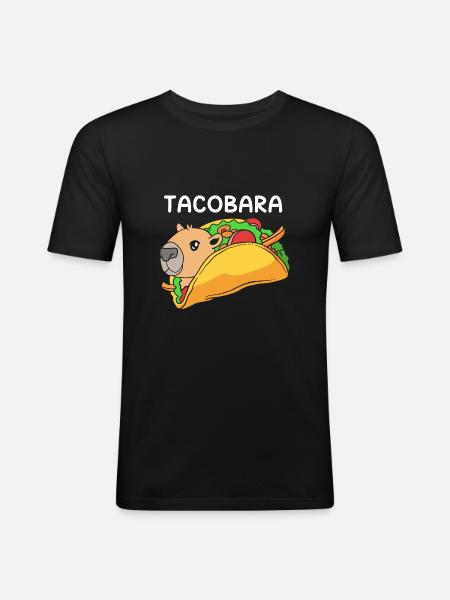 Capybara Taco - Männer Slim Fit T-Shirt - Schwarz