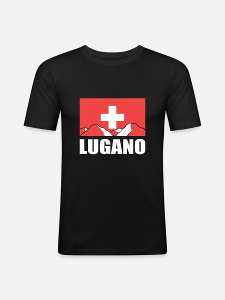 Switzerland Lugano - Men's Slim Fit T-Shirt - black
