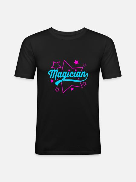 Zauberer - Männer Slim Fit T-Shirt - Schwarz