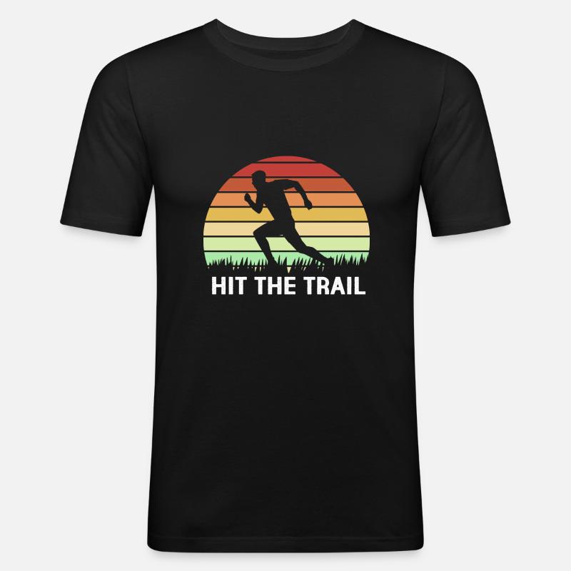 Trailrunning - Männer Slim Fit T-Shirt - Schwarz