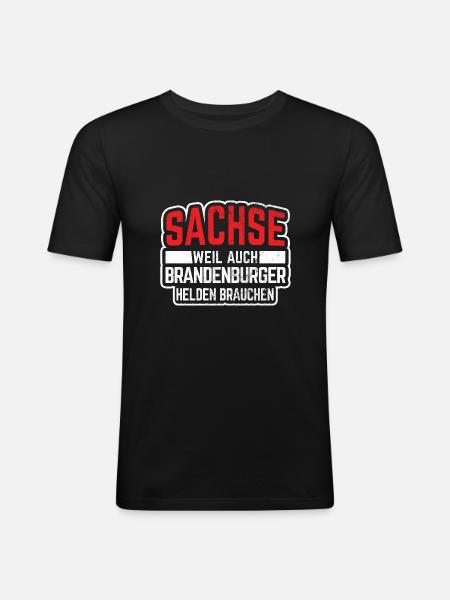 Sachsen Ostdeutschland - Männer Slim Fit T-Shirt - Schwarz